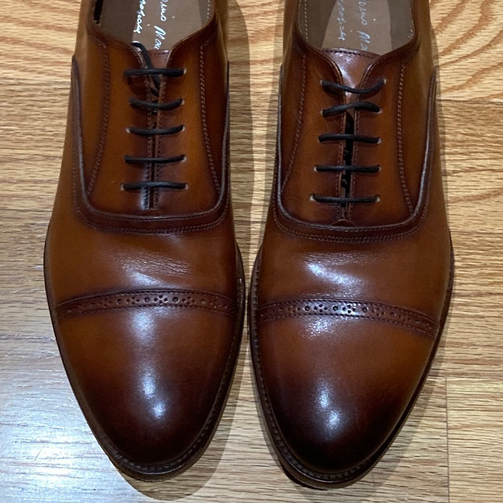 Antonio Maurizi Cap Toe Leather Oxford Cognac Color Size: 10(D)/43